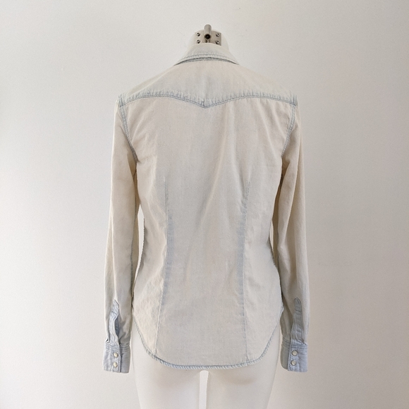 GAP Bleached Denim Shirt, XS - Picture 3 of 9